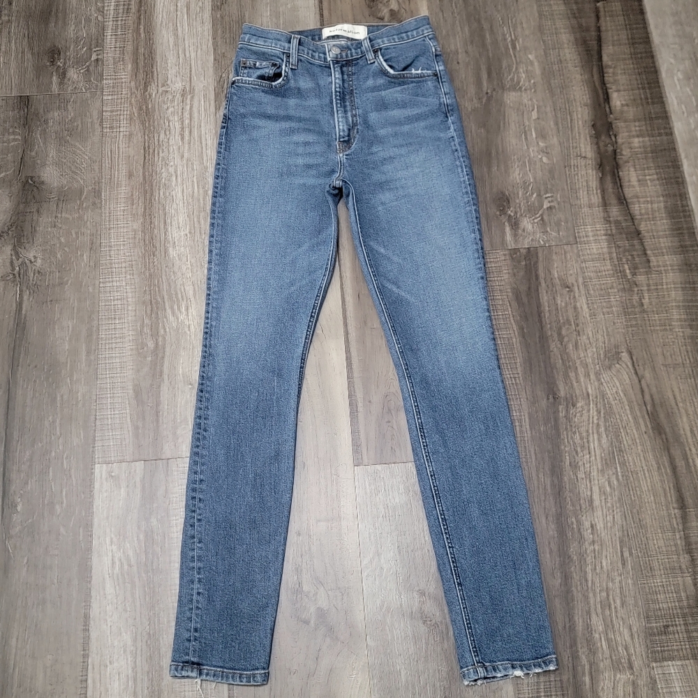 Reformation Straight Leg Jeans in Medium Blue Wash